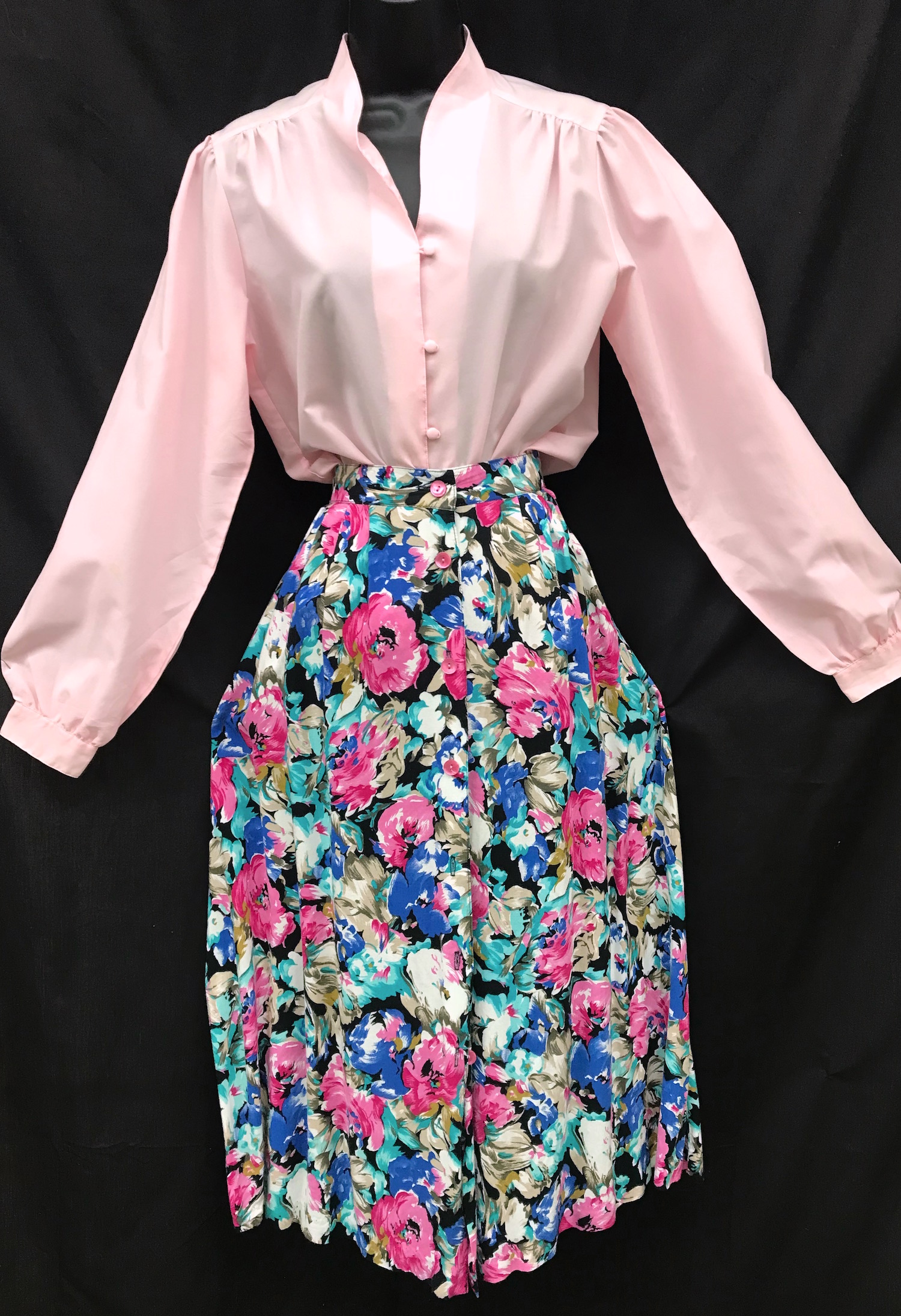 Vintage 80s Floral Button-Down Skirt 