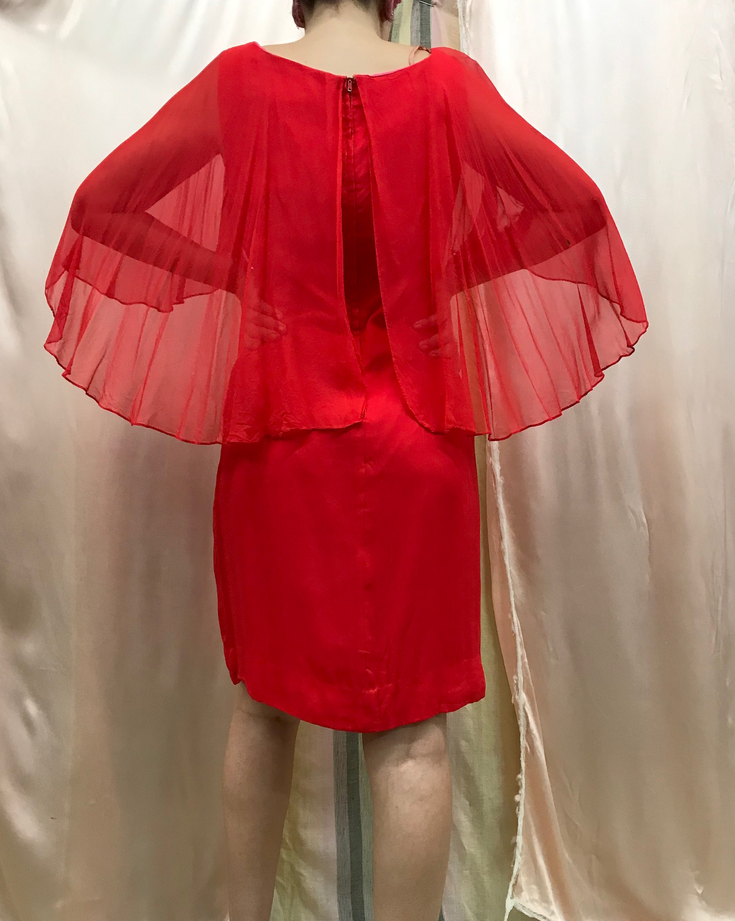 silk cape dress